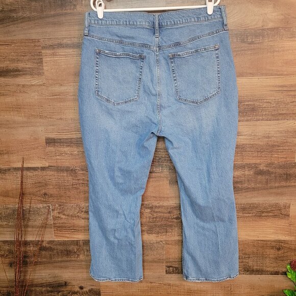J Crew Jeans Size 35 Mid Rise Flare Crop Medium Light Wash Denim Western - Picture 2 of 11